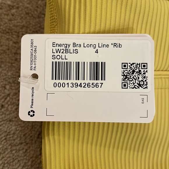 Lululemon Energy Bra Long Line Ribbed - Picture 3 of 3